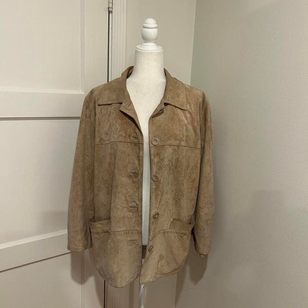 Vintage St. John bays women's leather suede jacket medium petite